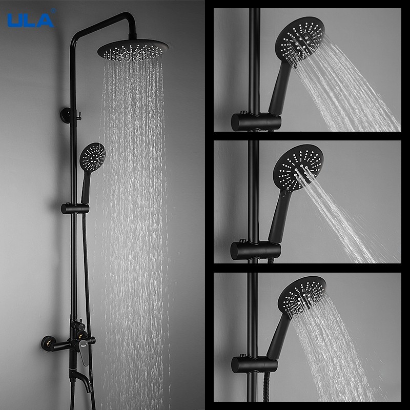 ULA Shower Faucet Stainless Steel Bathroom Bathtub Faucet Shower Mixer Faucet Black Shower Tap Head Rainfall Shower Tools