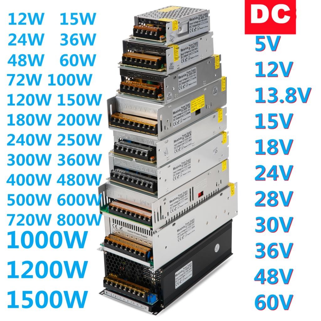 DC 5V 12V 24V 36V 48V 60V تحويل التيار الكهربائي 2A 3A 4A 5A 8A 10A 15A 20A 25A 30A 40A 50A 60A 100A محول الطاقة محول