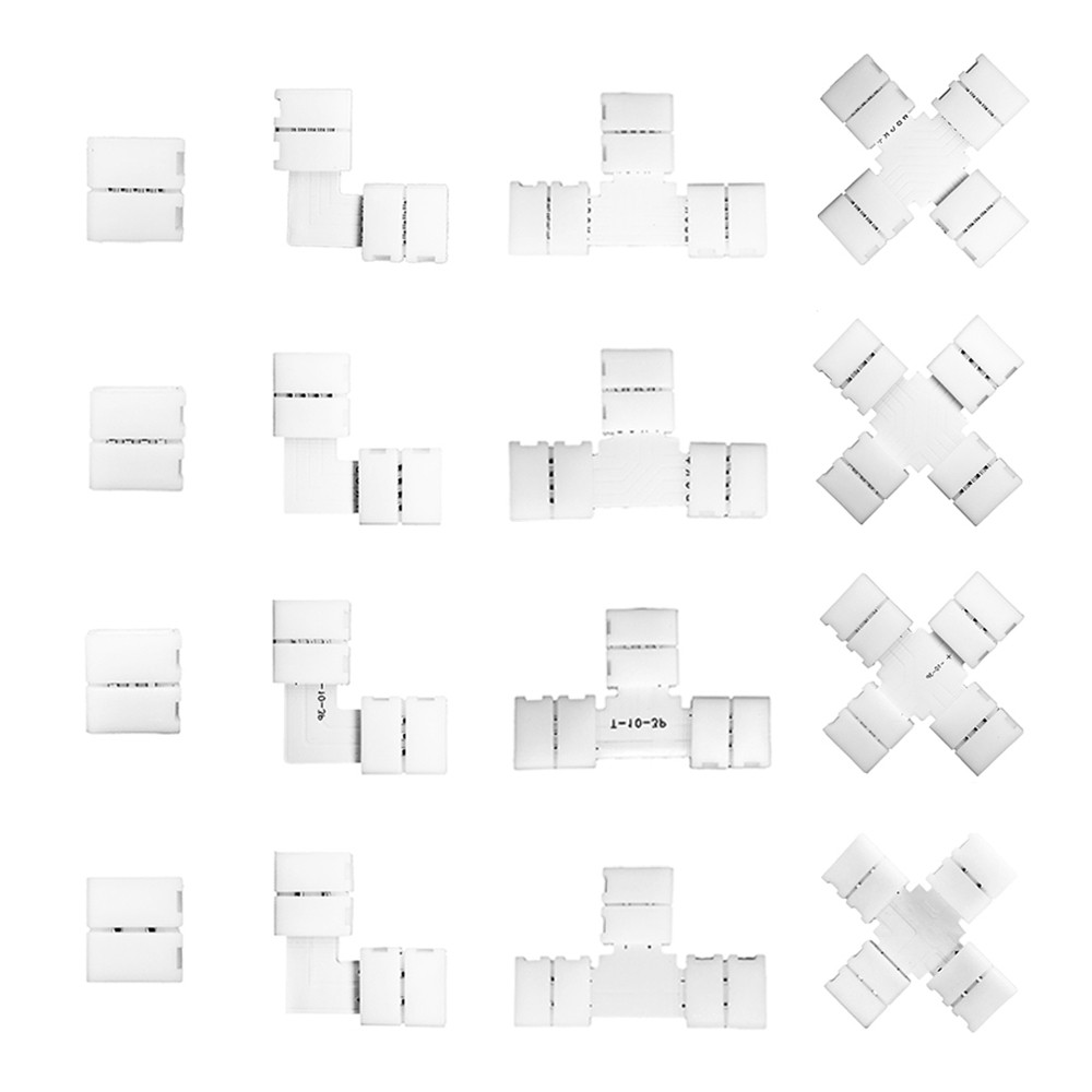 Solderless Connector for WS2812 WS2811 5050 RGB, 10mm, 2/3/4/5 Pin, T L/X Corner Connector, No Solder, LED Strip