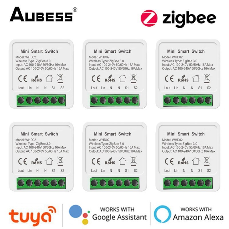 Tuya ZigBee/Wifi Mini Smart Switch 2 Way Control 16A Switch Tuya Smart Home Automation Sensor Works with Alexa Google Home