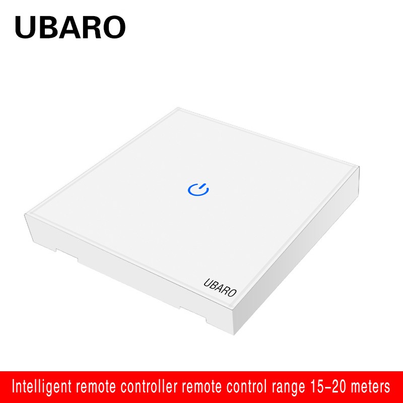 UBARO 86*86mm 433 RF Wireless Transmitter Controller Panel Tempered Glass Remote Manuel Button Without Battery 1/2/3 Gang