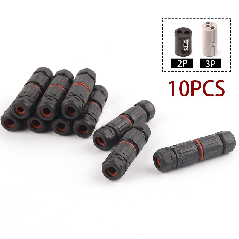 10pcs IP68 2/3 Pin Waterproof Connector Straight Electrical Wire CableConnector Outdoor Plug Socket Terminal Block Junction Box