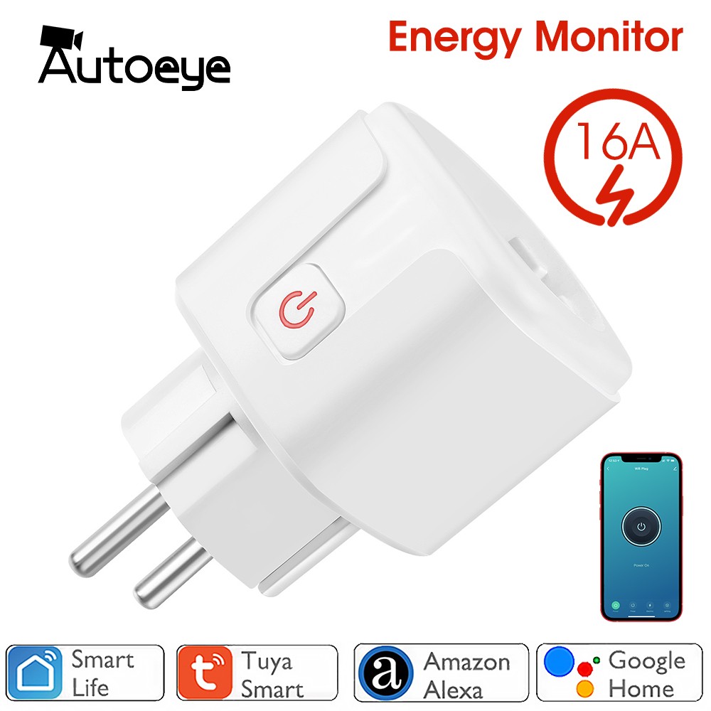 WiFi Smart Plug 16A EU Socket Tuya Smart Life APP Work with Alexa Google Home Assistant Voice Control Energy Monitoring Timing