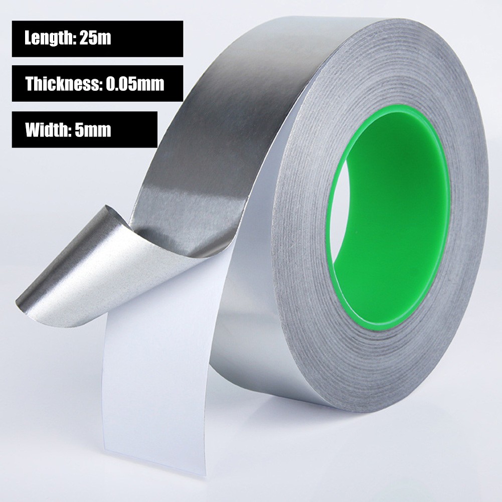 25m Double Conductive Aluminum Foil Adhesive Tape EMI Mirror Surface Flame Retardant Shielding Heat Resistant Adhesive Tape Tools