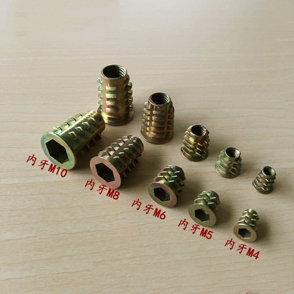 20pcs M4 M5 M6 M8 M10 Zinc Alloy Thread for Wood Insert Nut Flange Hex Drive Head Furniture Nuts