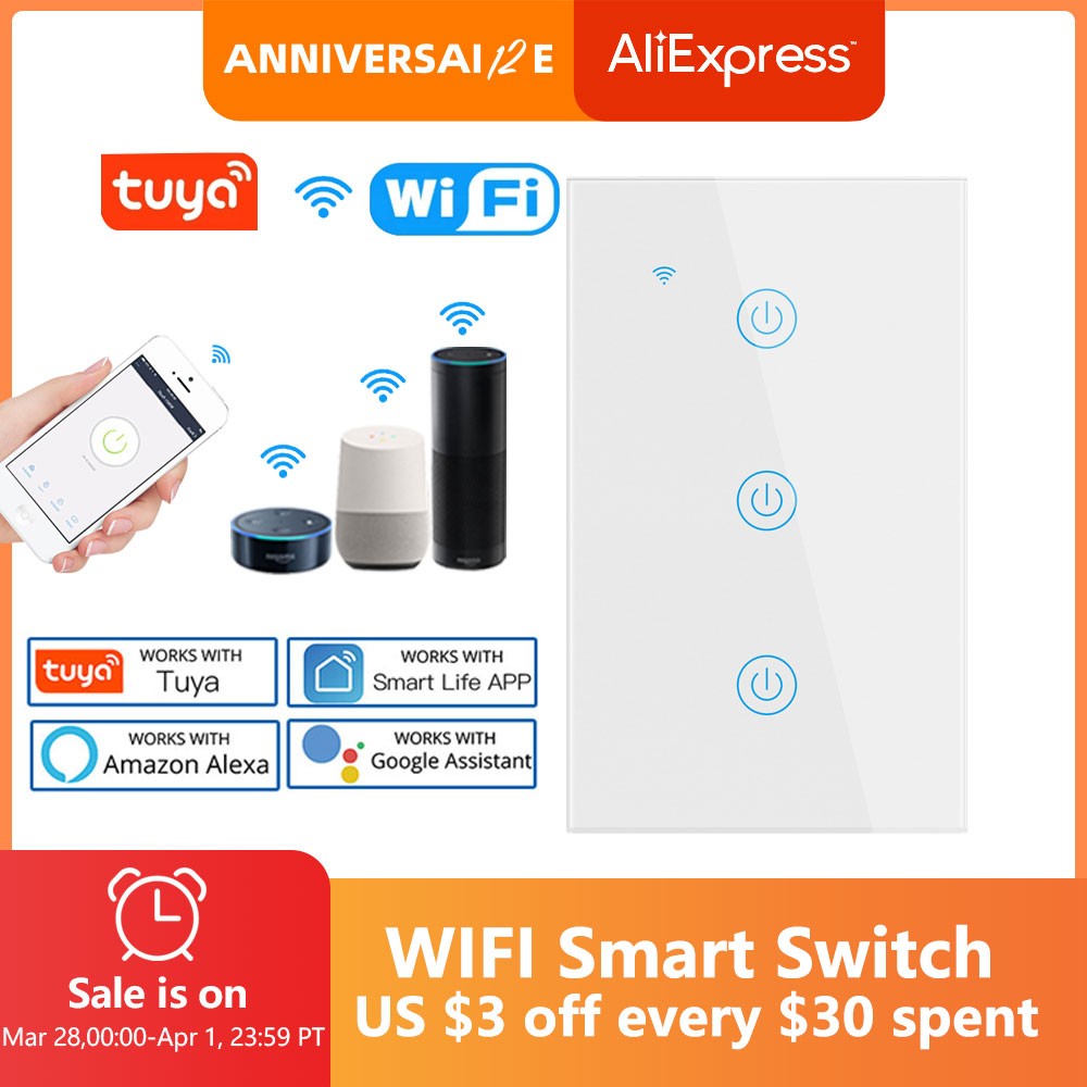 Alexa American Standard Smart Switch Tuya Control Google Home Voice Control WiFi Smart Home Touch Switches Need Neutral