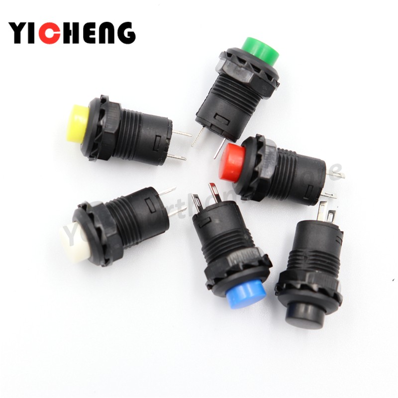 6pcs Self-locking/Momentary Push Button Switch DS228 DS428 12mm Out On Push Button Switch 3A/125VAC 1.5A/250VAC DS-228 DS-428