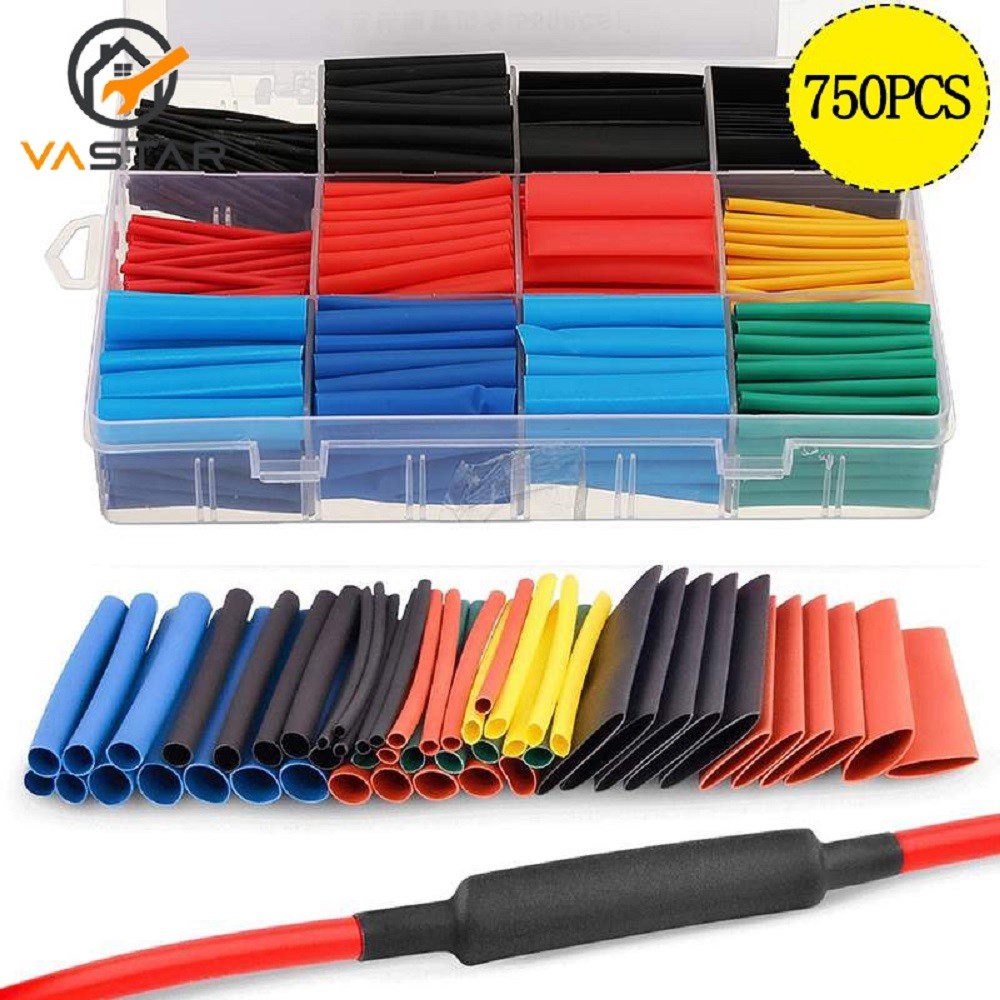 800pcs 127pcs Polyolefin Shrinkable Assorted Heat Shrink Wire Tube Insulated Cable Sleeving Tubing Set 2:1 Waterproof Pipe Sleeve