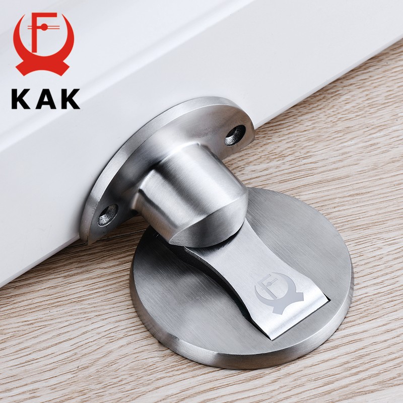 KAK-Magnetic Door Stop, 304 Stainless Steel Door Stop, Hidden Door Holders, Floor Screwless Door Stop Furniture Hardware