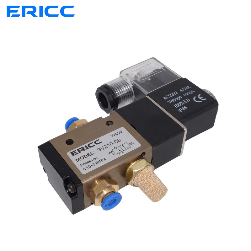 3 Way Port 2 Position 3V210-08 Normally Closed DC12V 24V AC220V Pneumatic Air Solenoid Valve Electric Gas Control Magnetic Valve