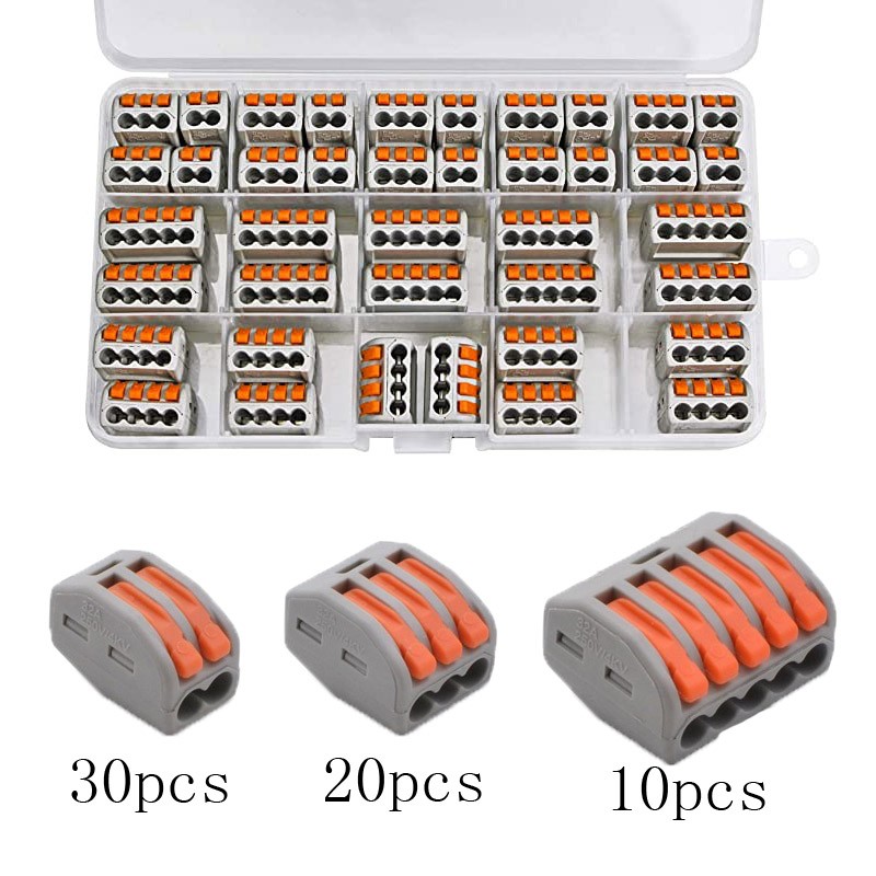 Wire Connector Terminal Block Set Reusable Electrical Cable Quick Connector Universal Compact Terminal Plug-in0.08-2.5mm2 Kits