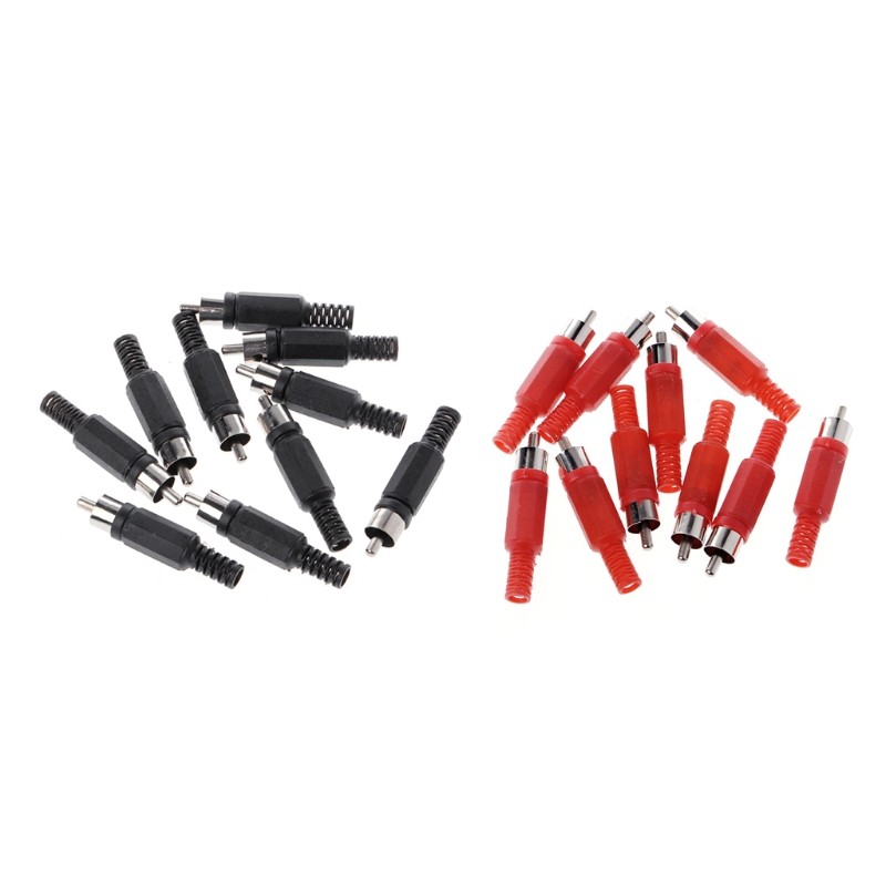 20pcs Black Red Soldering RCA Male Plug Audio Video Adapter Connector High Quality Drop Ship