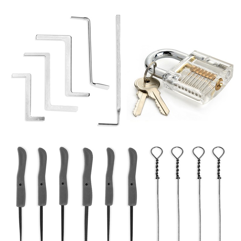 3 in 1 padlock set, 3 in 1 padlock set, clear tool set, clear locks with tool for removing broken keys, tool kit for removing hooks