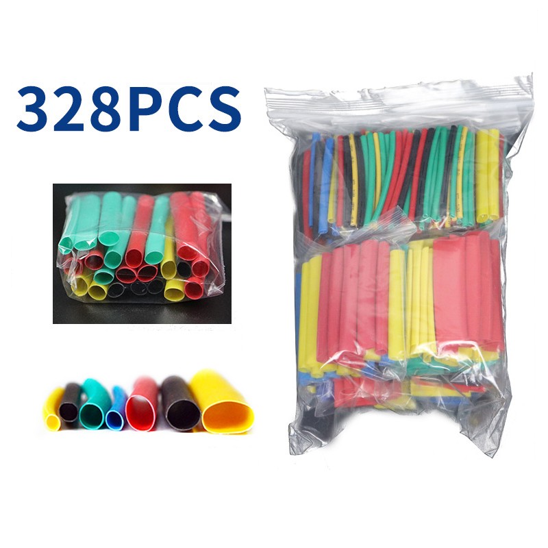 328pcs/set Heat Shrink Tube Kit Assorted Shrink Wrap Sleeves Tubing Wire Cable Protector Heat Shrinkable Sheath 8 Sizes