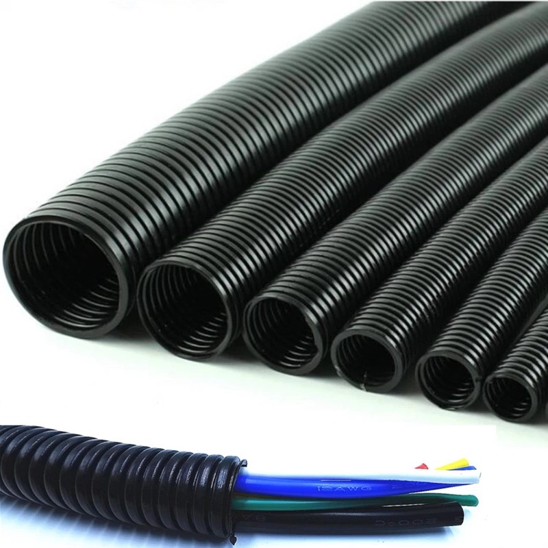 2M Insulation Corrugated Tube Pipe Nylon Wire Harness Casing Cable Sleeves Cord Duct Cover Auto Car Mechanical Line Protector