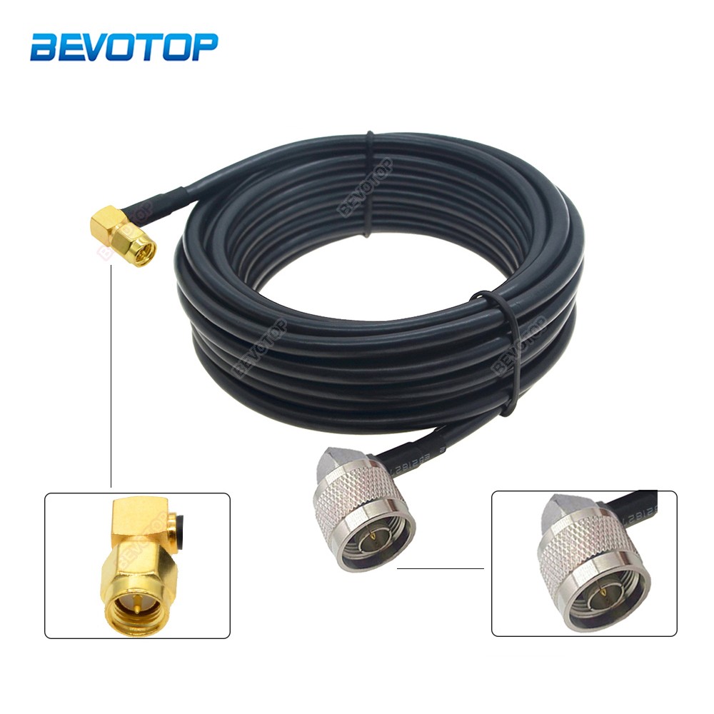 15/30/50cm 1/2/3/10m/30m RG58 Coaxial Cable SMA Male Right Angle Plug to N Male 90 Degree Plug Connector 50ohm RF Adapter Cable