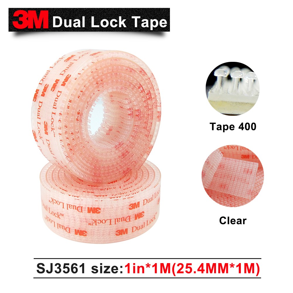 Mushroom Clear Tape, Double Lock, 3M, SJ3561, Type 400, 25.4 x 1mm