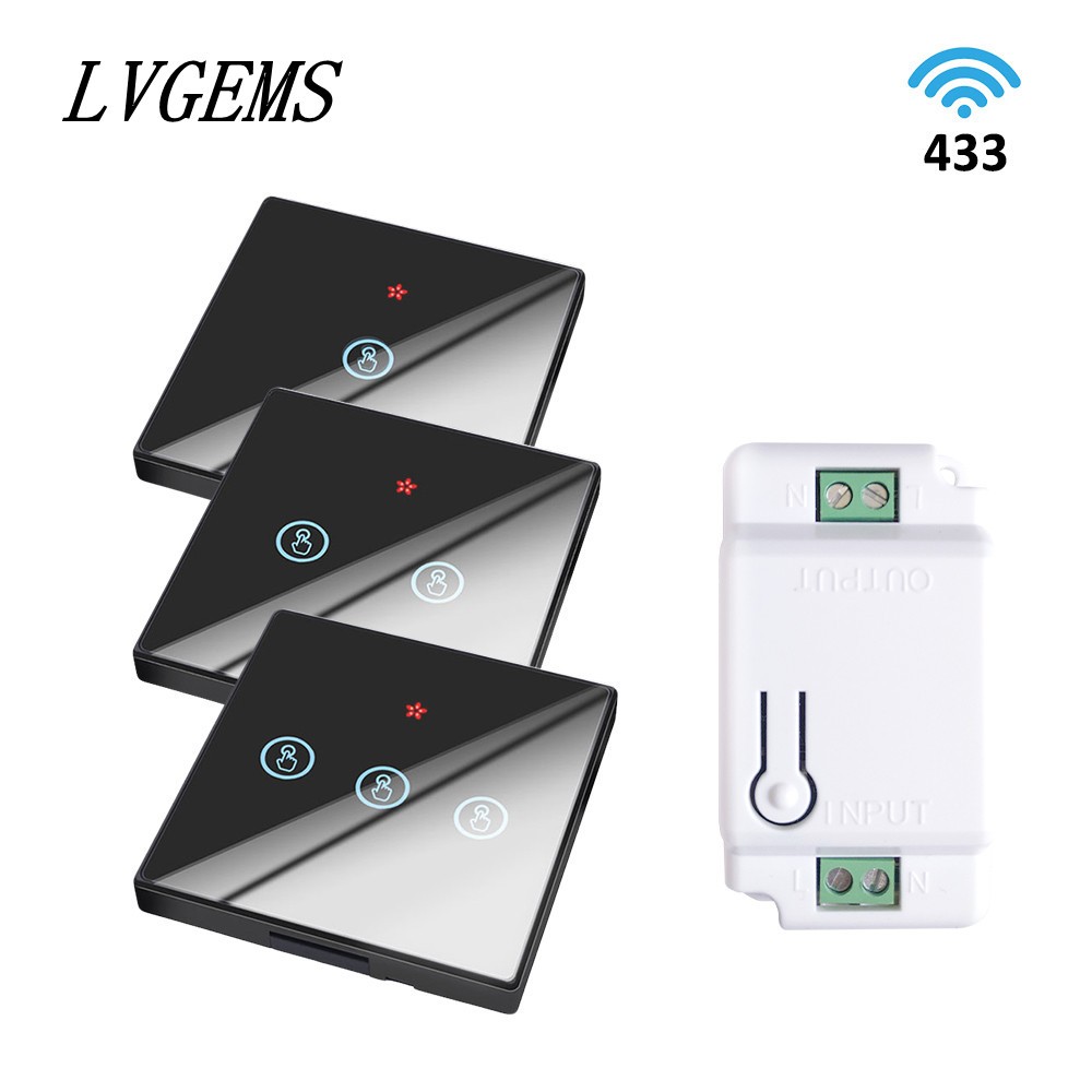 Wireless Switch with Touch Glass Panel, 1/2/3 Button, RF433Mhz, Smart Home Improvement, Wireless Remote Control, Controller, 90-240V