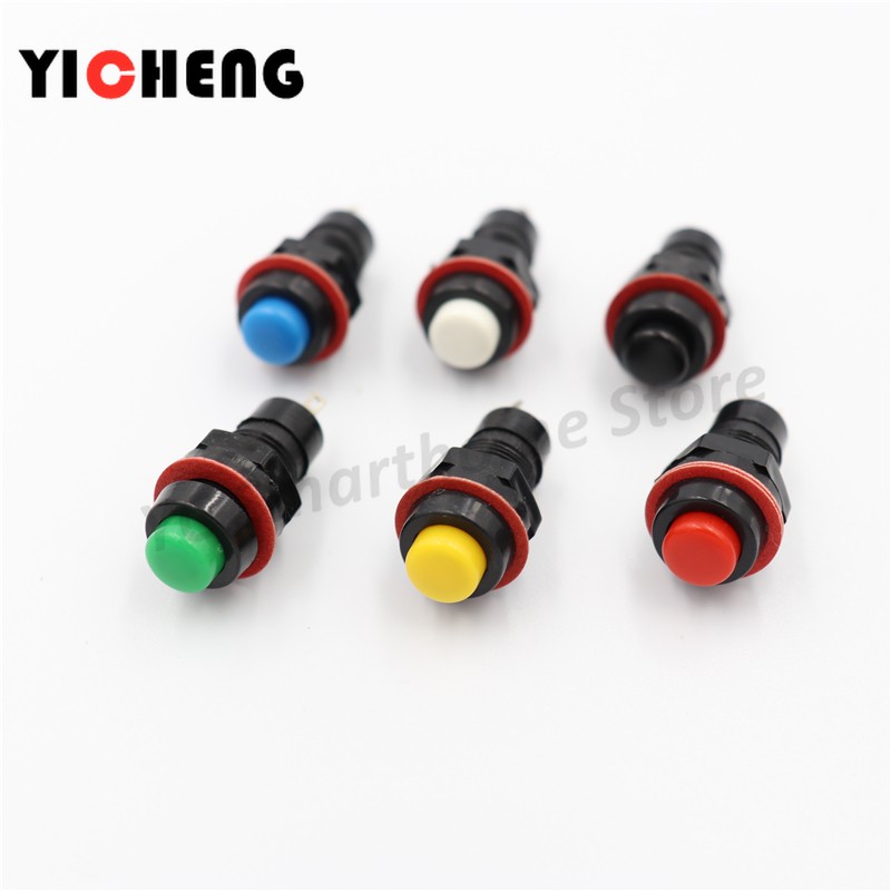 6pcs DS-211 DS-213 Push Button Switch 10mm Momentary/Self-Lock Round Button Switch DS211 DS213 Miniature