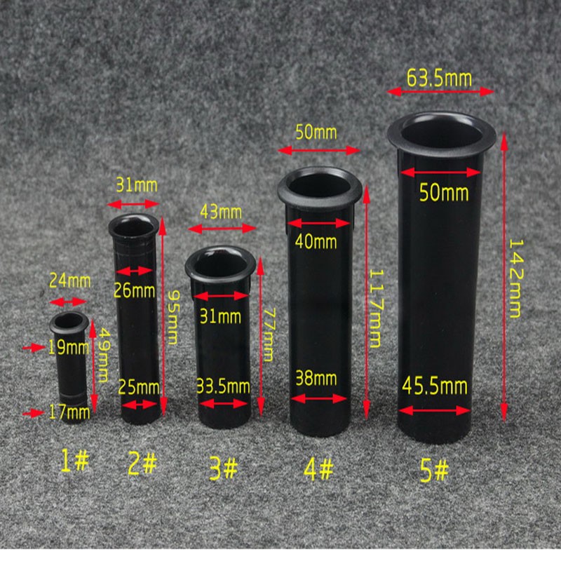 New ABS material guide tube joint head available in five black sizes