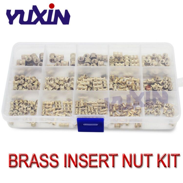 330pcs/210pcs M2-M10 Brass Knurled Ring Nuts Threaded Insert Screws Assortment Set Kit Machining Industry Nut Injection Tools