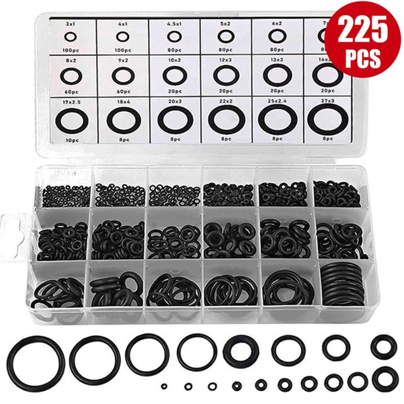 225pcs Rubber O-Ring Seal Classification Gasket Kit Set Washer Ring Kit For Professional Auto Mechanic Plumbing Repair