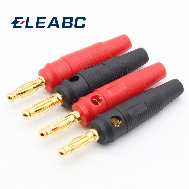 4pcs New 4mm Plugs Pure Copper Gold Plated Musical Speaker Cable Wire Pin Banana Plug Connectors