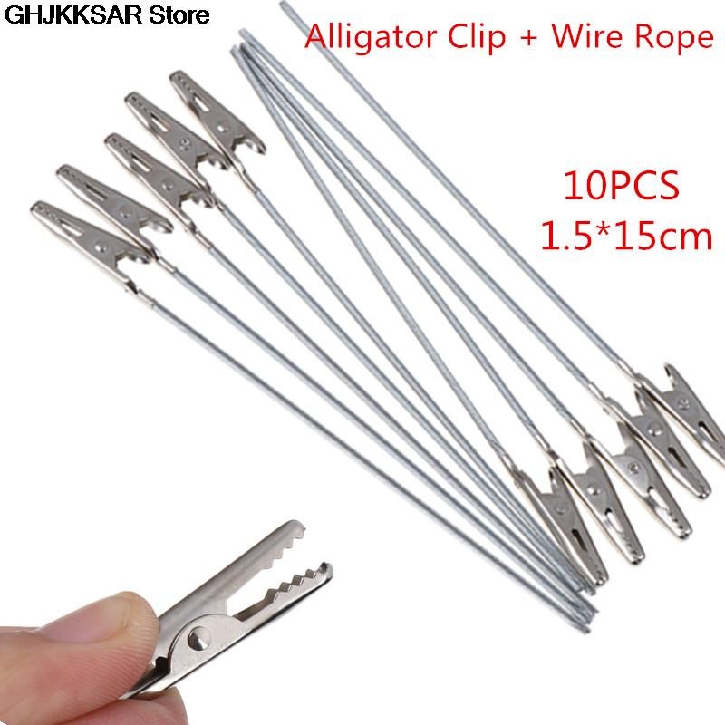 10pcs Uninsulated Alligator Clips Metal Electrical Test Alligator Clips Clamps Alligator Clips Wire Rope In Alligator Clips New