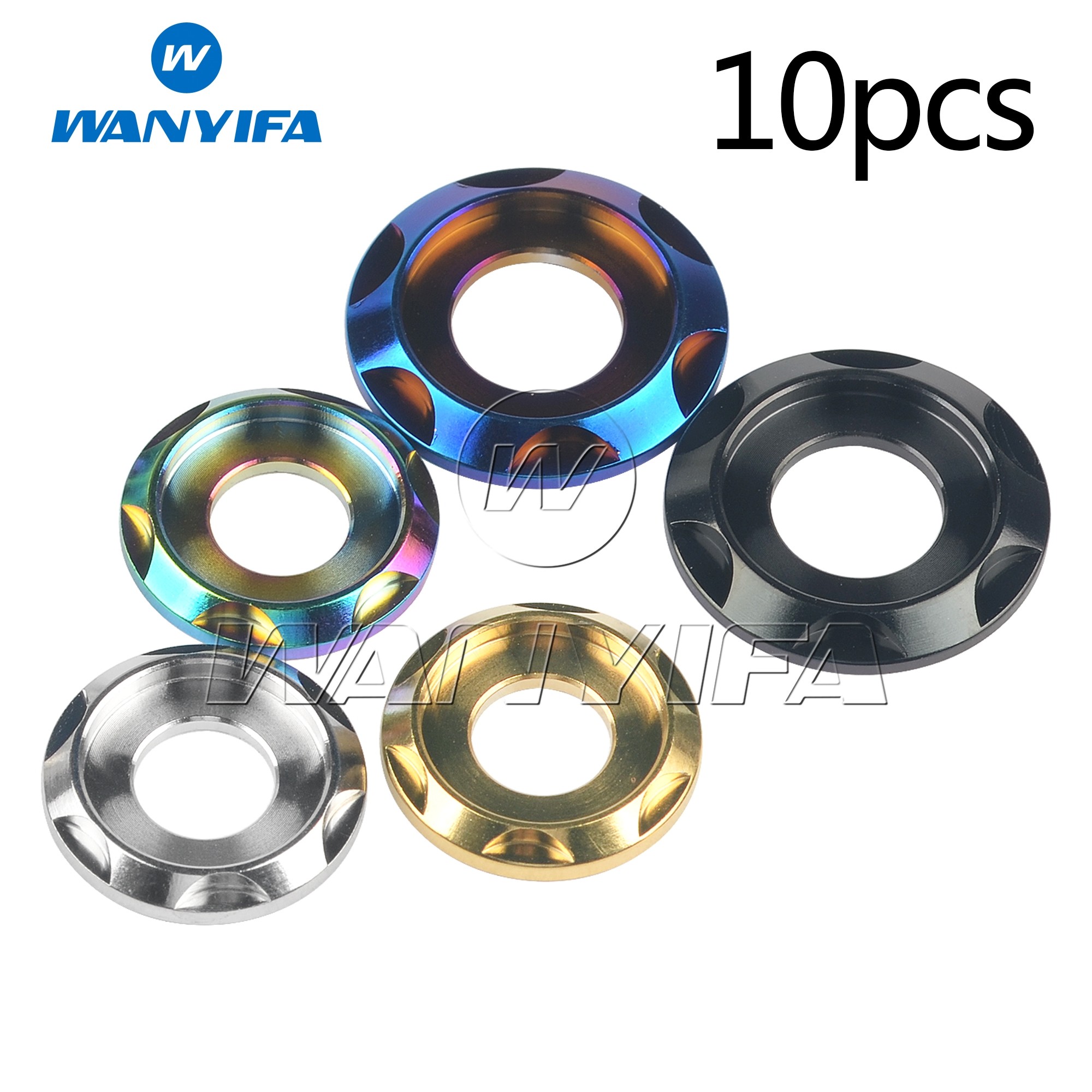 Waniva Titanium Gasket M5 M6 M8 M10 Fancy Decorative Spacer Washers for Motorcycle Car 10pcs