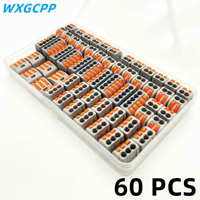 60 PCS Boxed,Mini Compact Wire Splicing Terminal Blocks,Plug-in Connection Terminal Block,Universal Quick Cable Connector