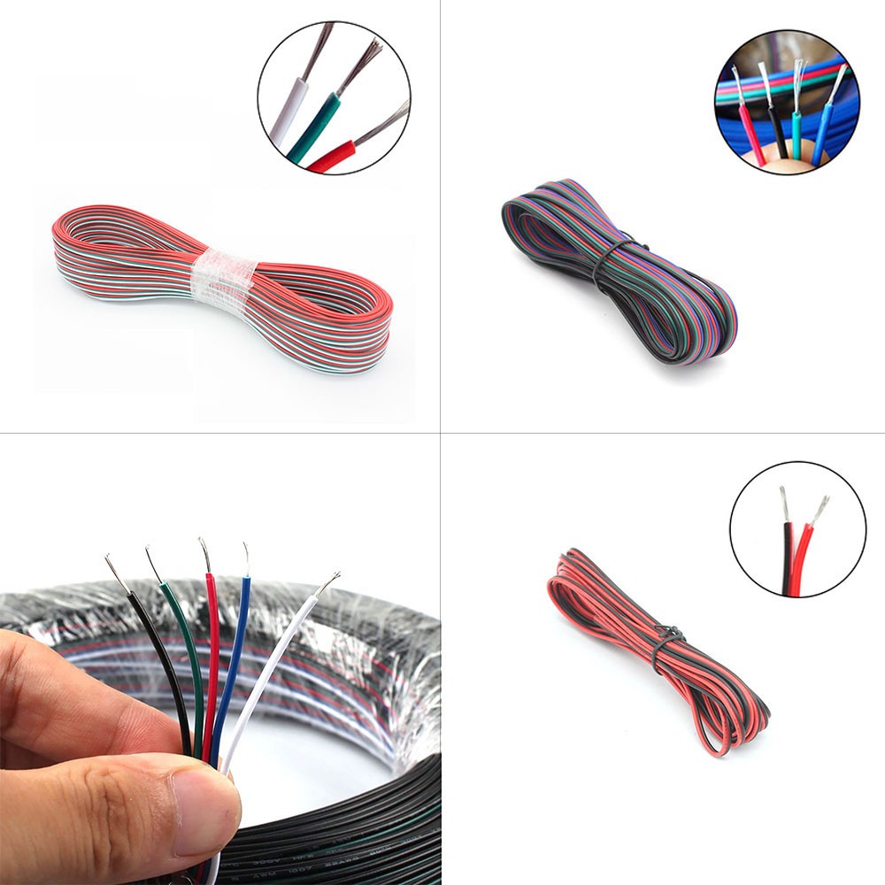 5V~24V 1~100M 2/3/ 4/5Pin 22 AWG Electrical Extension Wire Led Cable Connector For 5050 3528 5630 RGBW RGB CCT LED Strip