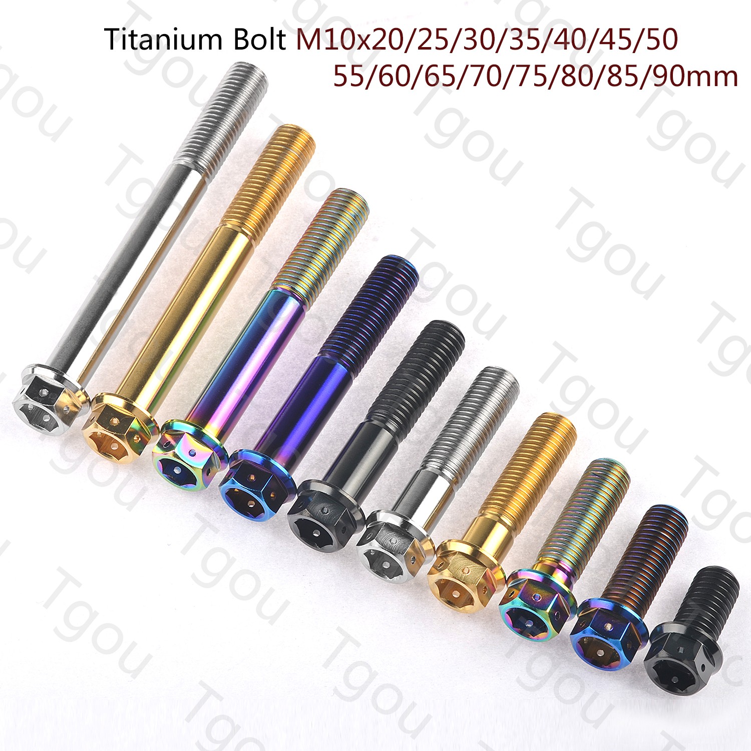 Tgou Titanium Bolt M10x20~90mm Pitch1.25/1.5mm Flange Inner Outer Bolt Gun for Motorcycle Disc Brake Refit