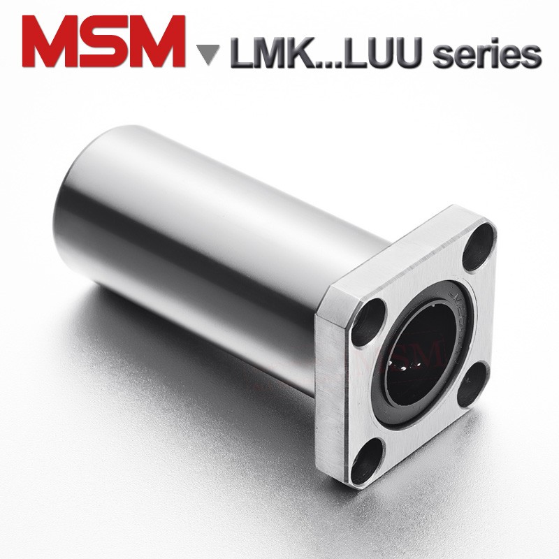 2pcs MSM Long Type Square Flange Linear Bearings LMK8LUU LMK10LUU LMK12LUU LMK16LUU LMK20LUU LMK25LUU LMKL30UU LHFSW/SMK-GW (mm)