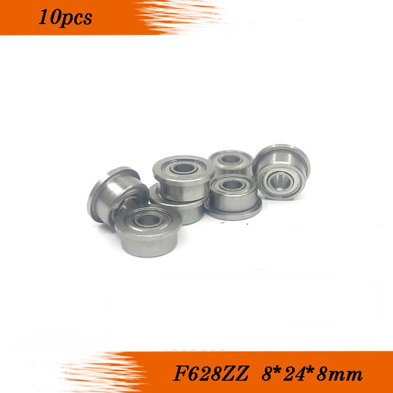 Free Shipping 10pcs F628-2Z F628ZZ F628 zz ABEC-1 P0 Flange Flange Deep Groove Bearing Balls 8x24x8mm for 3D Printer