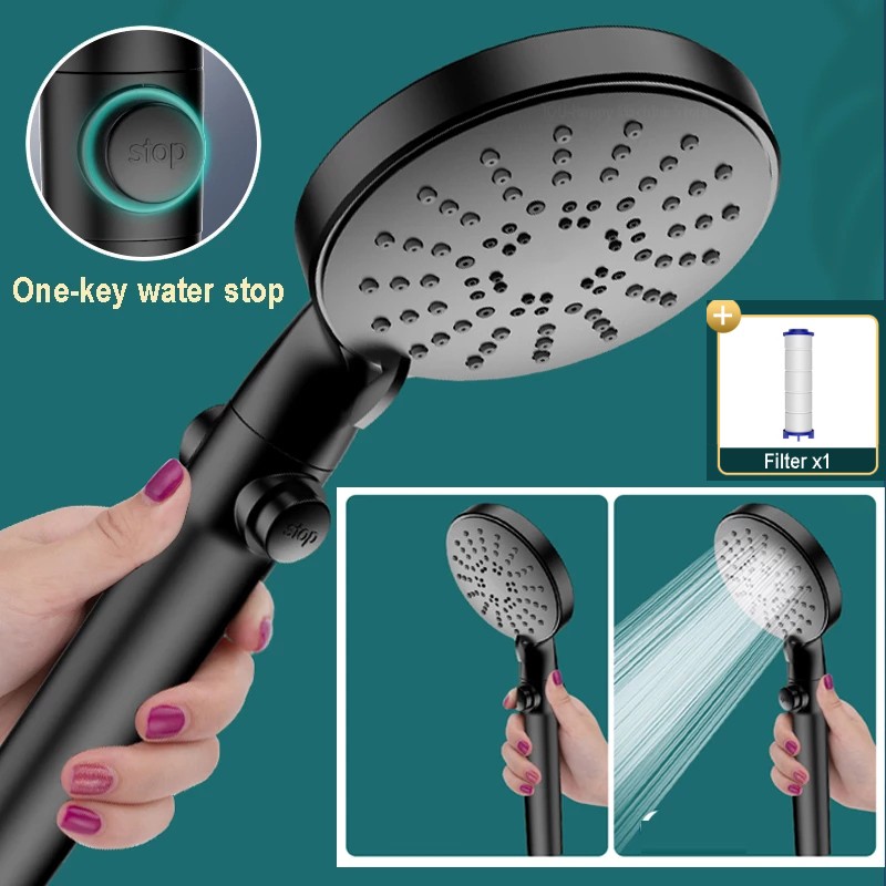 5 Th Equipment Bathroom Shower Head High Pressure Water Saving Adjustable Adjustable Shower Head Premium Flood Faucet System Accessories