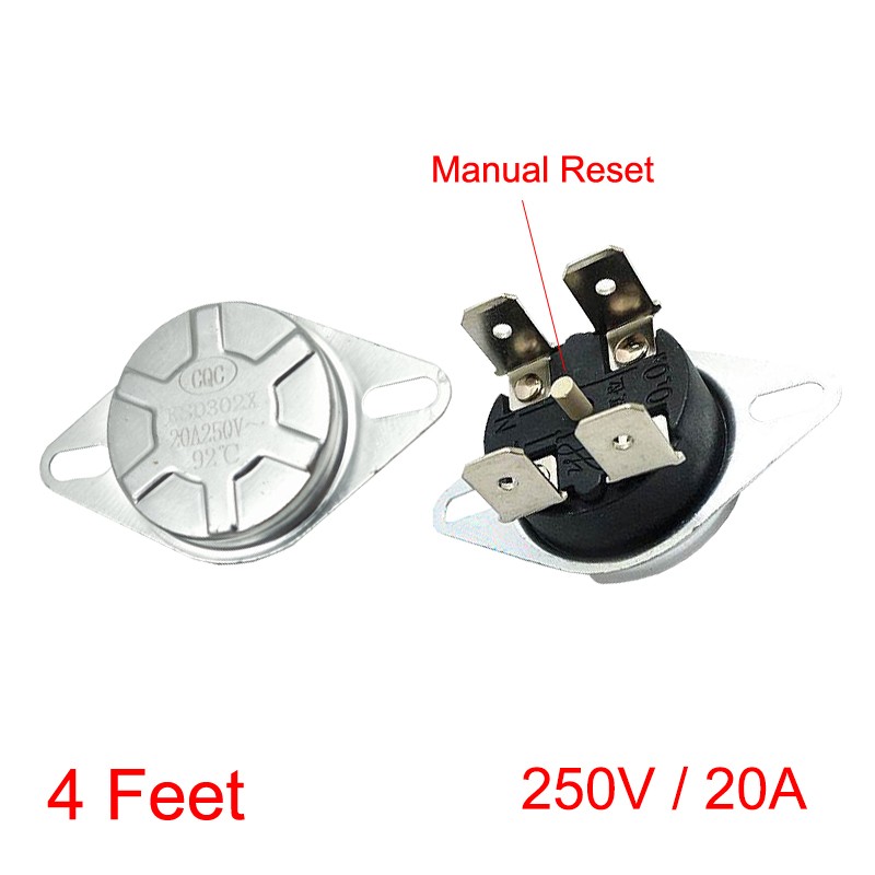 93 95 98 125 135 Degree 4 Circular Feet 4P KSD302X/T KSD306 250V 20A Head Manual Reset Bipolar Thermostat Temperature Switch