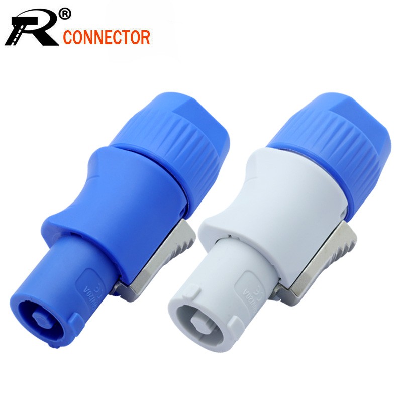 10pcs/lot 3 Pin AC Powercon Connector Male Plug NAC3FCA NAC3FCB AC Power Plug 20A/250V for Stage Light LED Screen Blue/White