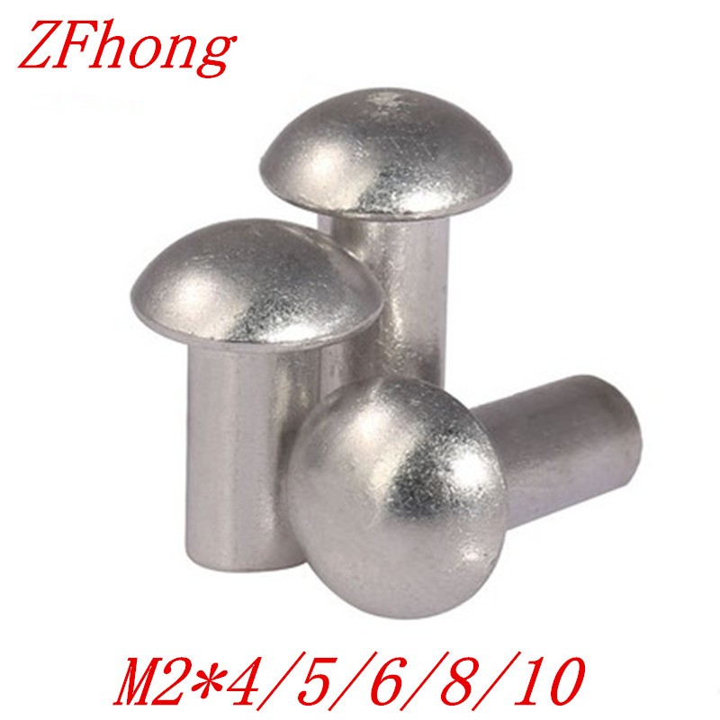 1000pcs M2*4*6/8/10 2mm aluminum round head solid rivet