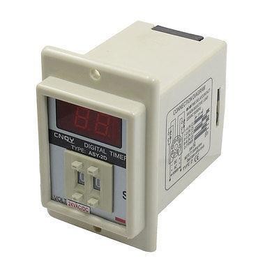 White AC/DC 24V Power On Time Delay Relay 1-99 Seconds 8 Pins ASY-2D