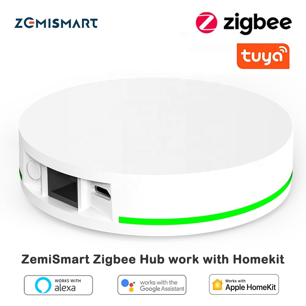 ZemiSmart Tuya ZigBee Hub Work with Apple Homekit App Tethering Tuya ZigBee Smart Devices Alexa Google Siri Homepod Voice Control