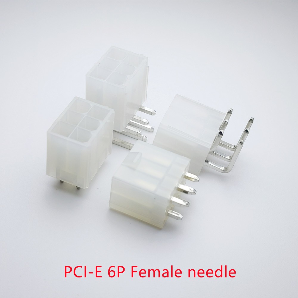 30pcs/1lot 4.2mm White 6P Female Socket Straight/Curved Needle for PC Computer ATX Graphics Card GPU PCI-E PCIe Power Connector