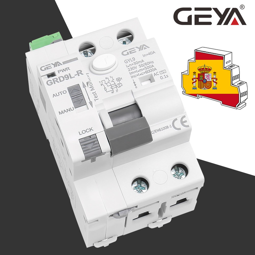 GEYA GRD9L-R RCCB Automatic Self-Resetting Device Circuit Breaker 2P 40A 30mA 100mA 300mA RCD Smart AC Circuit Breaker