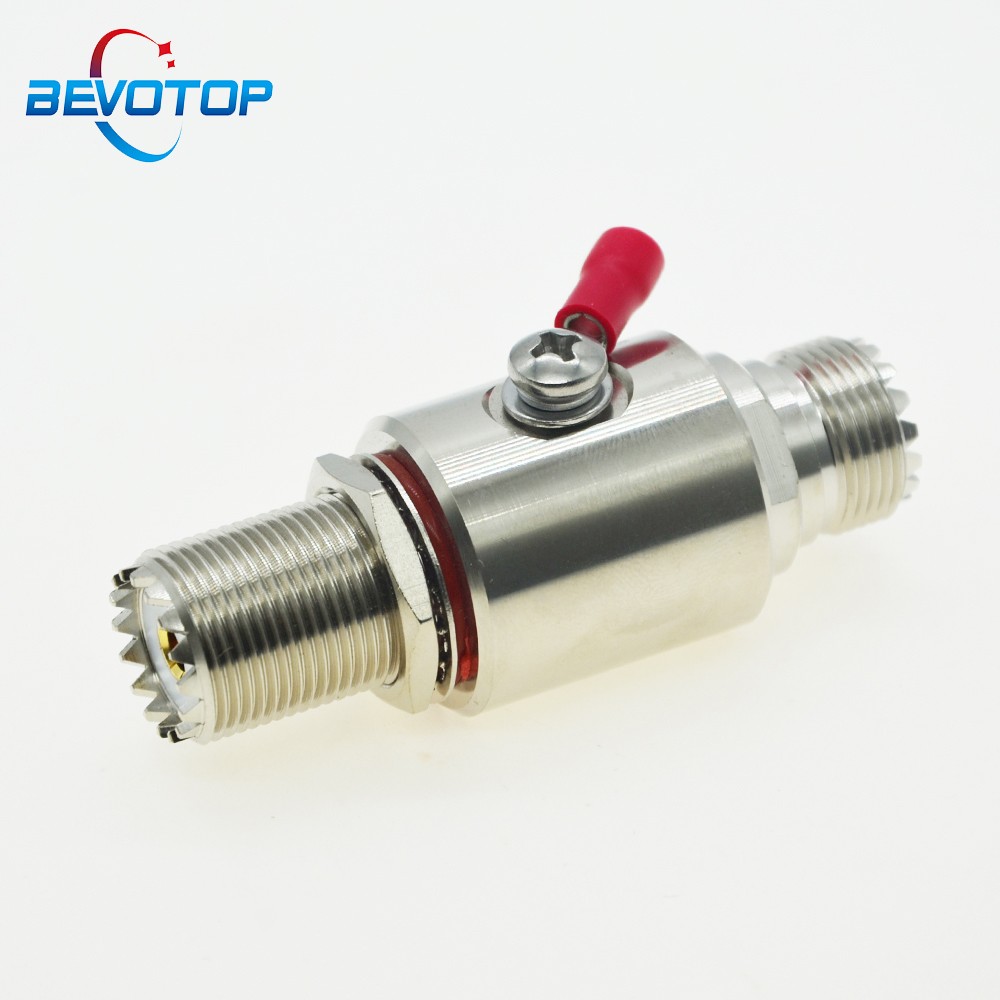 BEVOTOP UHF Coaxial Lightning Protector SO239 UHF Female to Female Gas Discharge Protection for WLAN WiFi Radio 50ohm