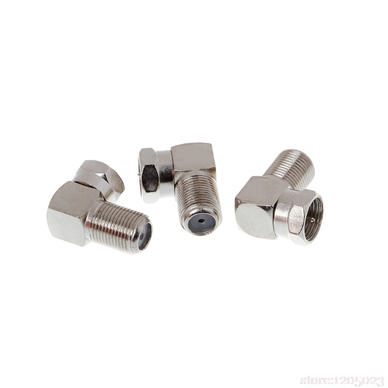 Copper F Male to F Female Socket Right Angle Adapter 90 Degree TV # RW1209 3 Pieces