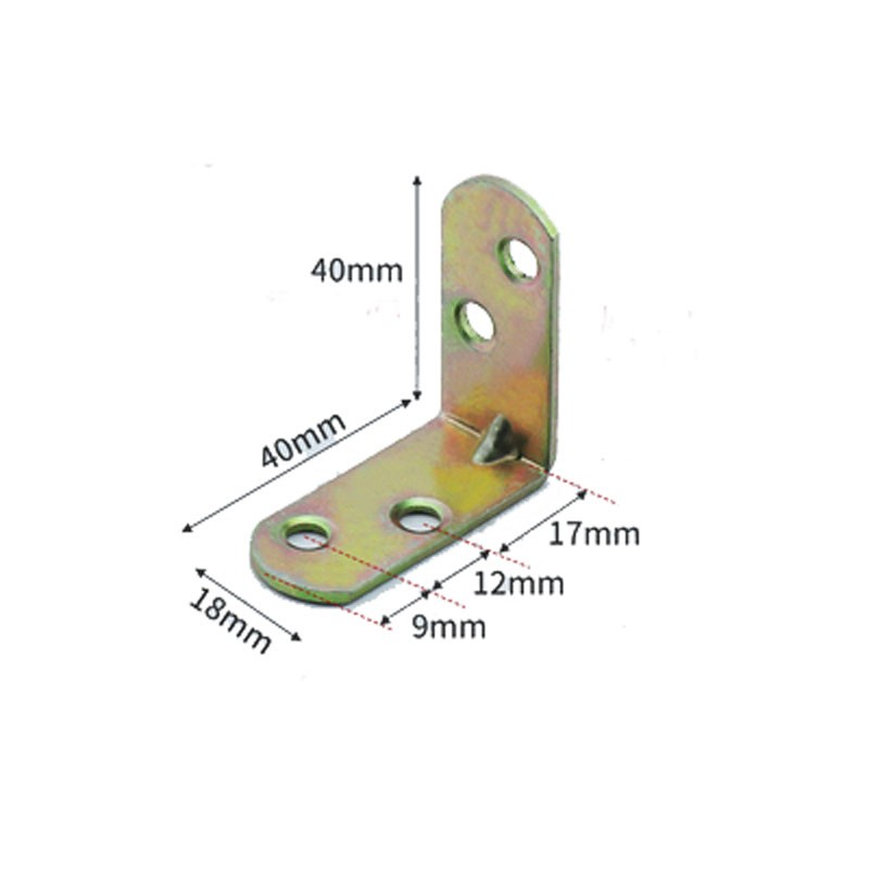 10pcs 40mm*40mm Length 90 Degree Angle Code Furniture Identification Shelf Iron Plating Multicolor Zinc 5mm Hole Diameter 1.7mm Thickness