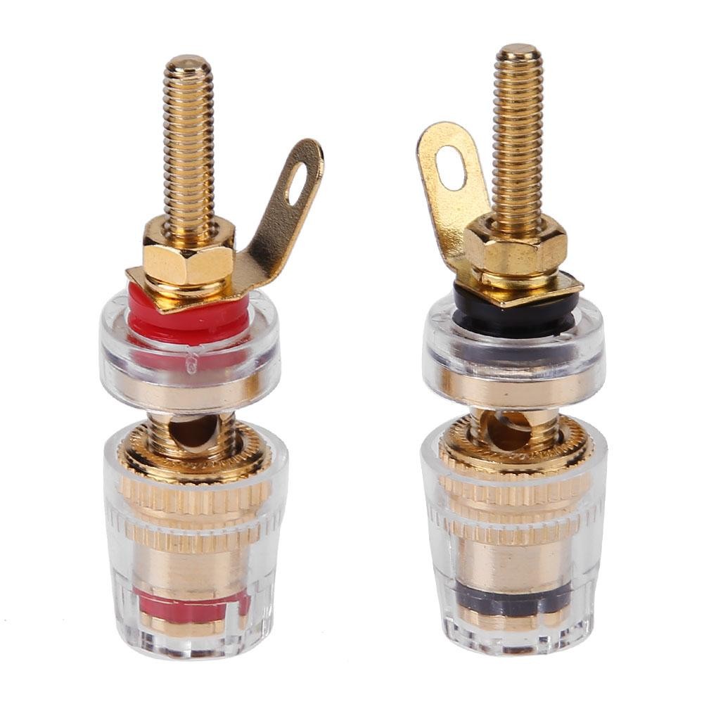 2pcs amplifier gold-plated speaker binding posts oxidation resistance brass terminal with transparent shell for banana plug 4mm