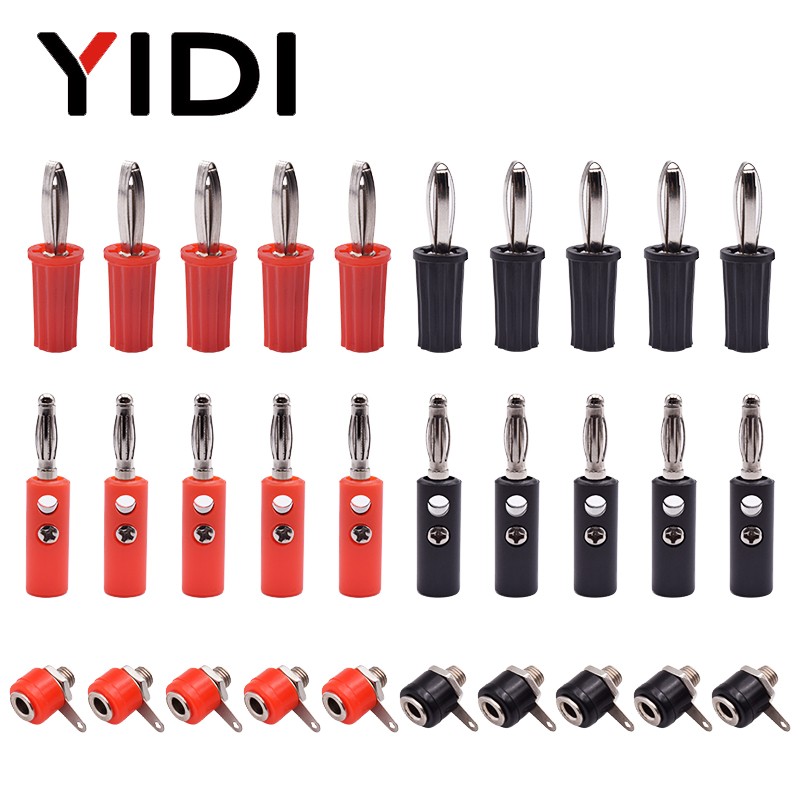 10pcs 4mm Red Black Male Female Banana Plug Speaker Jack Amplifier Adapter Screw Terminal Vise Post Socket Connectors