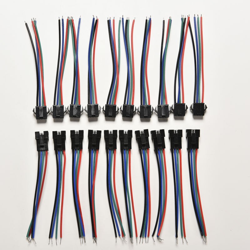 10 pairs Connecting Wire Splice cm Terminal Line Male Female 4P Plug Connector for SMD 5050/3528 RGB Color LED Strips