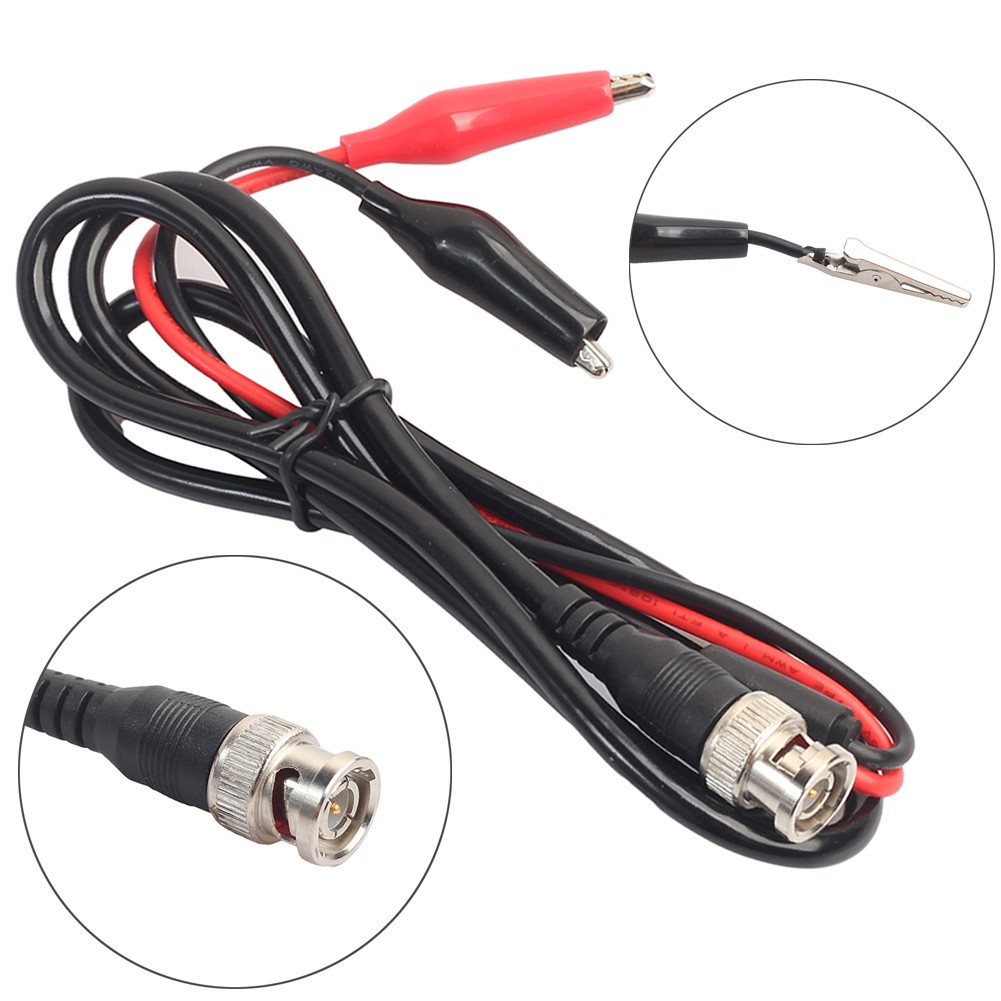 BNC Male Plug To Dual Alligator Clip Oscilloscope Test Probe Lead Cable 1 Meter