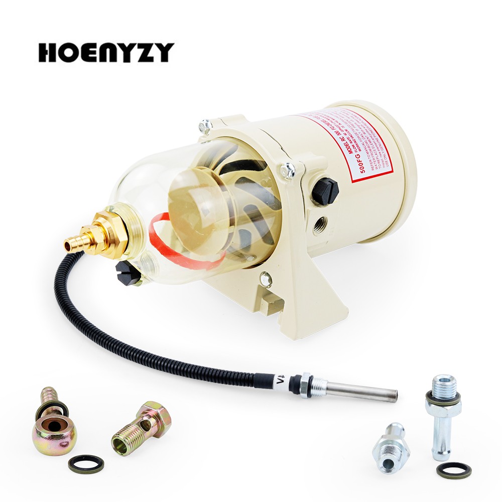 500FG/FH Diesel Fuel Filter Oil/Water Separator Assembly With 12V/24V Heating Wire Tube Engine Marine Boat Trucks 90GPH